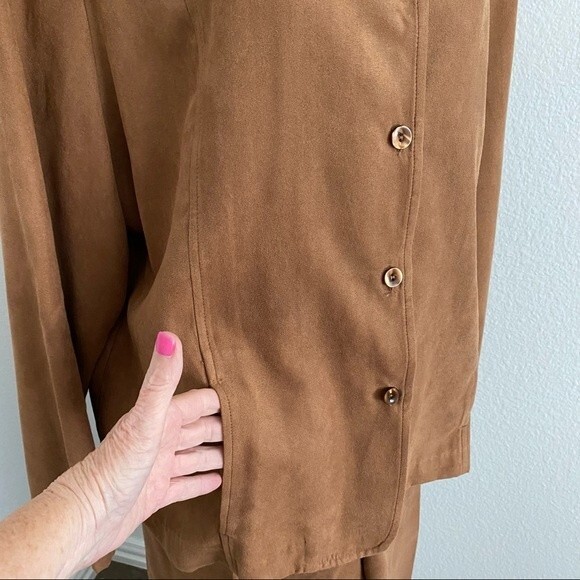 Drapers & Damons Faux Suede 3 Piece Chocolate Rust Purple Pants Set Size XL - Picture 6 of 16